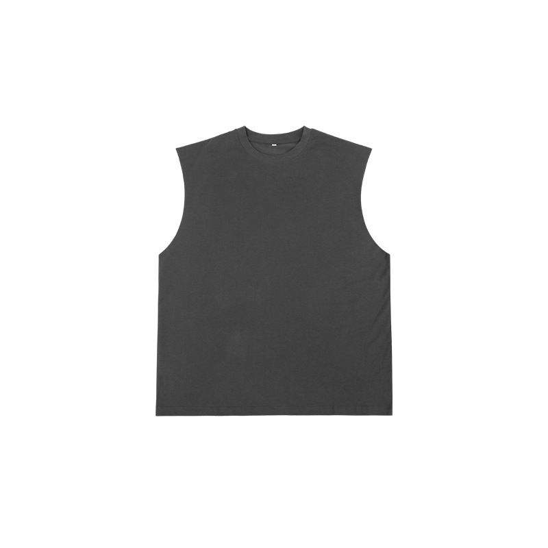 Men's Sleeveless Streetwear Tank Top - 100% Cotton Oversized Hip Hop Muscle Tee With Raw Hem - Vintage Loose Fit For Summer (Black, Dark Grey, )_viptrois.com