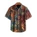 Men's Vintage Print Short Sleeve Shirt, Relaxed Fit Cuban Collar Hawaiian Shirt For Summer, Breathable Polyester Casual Vacation Top_viptrois.com