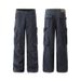 Men's Clothing Straight Washed Distressed Pleated Multi Pocket Logging Casual Pants For Men And Women_viptrois.com