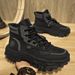 European Warm Series Men's 2025 Autumn New Trend Black Casual Safety Shoes Thick Sole Hiking Work High-top Martin Boots_viptrois.com