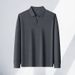 Men's Slim Fit V-Neck Long Sleeve T-Shirt - Solid Color Business Casual Top For Young Professionals_viptrois.com