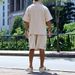 Men's Clothing Spring And Summer Polo Shirt V Neck Solid Color Casual Two Piece Suit_viptrois.com