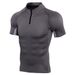 Men's Clothing Short Sleeve Sportswear Personal Trainer Work Clothes Stand Up Collar Zipper Fitness Clothing T Shirt Sports Quick Drying Clothes_viptrois.com