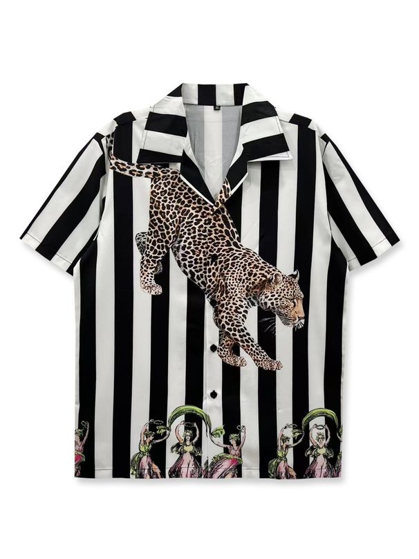 Men's Floral Loose Short Sleeved Shirt 2025 Summer Digital Printing Retro Style One Piece Foreign Trade Cross Border Clothing_viptrois.com