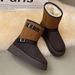 SHLIANG Vintage Buckle Detor Snow Boots Women Winter Mix Color Suede Snow Boots Woman Short Plush Platform Warm Booties Female X0061_viptrois.com