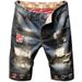 Men's Summer Hand Painted Distressed Ripped Denim Shorts Capri Pants Export Bulk Goods in Stock Direct Supply_viptrois.com