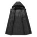 Premium Couple's Winter Hooded Down Jacket – Warm & Stylish Long Coat With 550 Fill Power Duck Feather For Cold Weather (Black/White, S-Xxxl)_viptrois.com