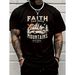 Hombre 100% Algodón Faith Can Move Mountains - Impresión Bíblica Inspiradora, Cuello Redondo, Manga Corta, Camiseta_viptrois.com