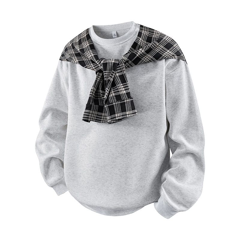 Plaid Oversized Drop-Shoulder Sweatshirt – Unisex Streetwear Essential With Ribbed Hem (S-XXXL, Black/Gray/Yellow)_viptrois.com