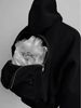 Men's Clothing Hooded Heavy Sweater Loose Oversized Hooded Sweatshirt With Backpack Straps – Heavyweight Unisex Streetwear (Black, M-3XL)_viptrois.com