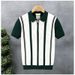 Men's Summer Trendy Ice Silk Knit Polo Shirt Short Sleeved British Style Color Blocked Striped Fashionable Turn Down Collar T-Shirt_viptrois.com