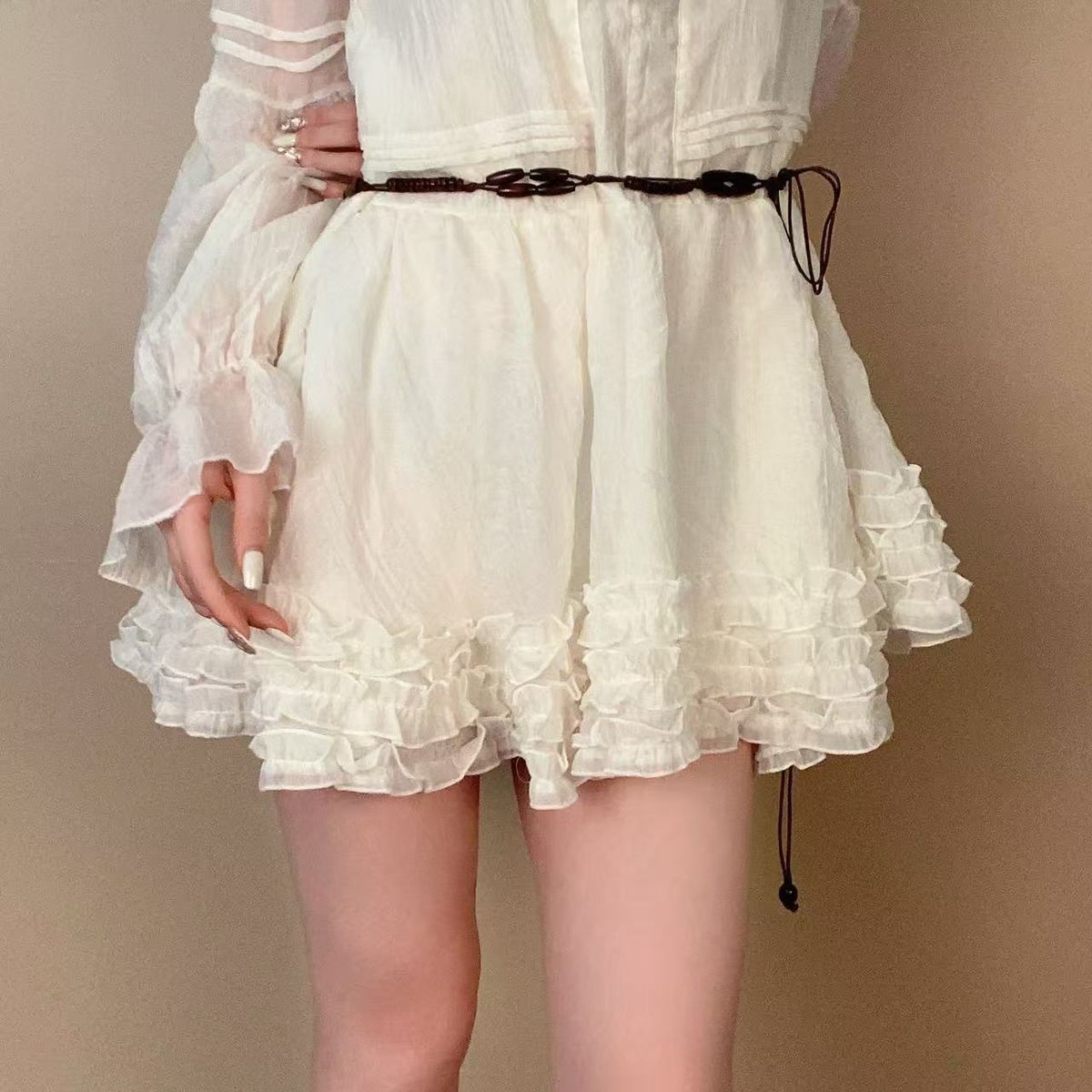 Beige Knotted Rope Waist Chain For Women - Simple & Versatile Thin Belt, Braided Skirt Tie Decoration_viptrois.com