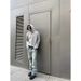 Men's Clothing Gray plus velvet thickened sweater hooded silhouette jacket deconstructed splicing solid color short hoodie for men and women_viptrois.com