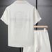 Men's Clothing New Jacquard Men's Short Sleeved Shirt Shorts Sports Leisure Beach Two Piece Suit_viptrois.com