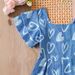 Mother & Kids INS Girls Summer Denim Print Jumpsuit Love Pattern Jumpsuit_viptrois.com