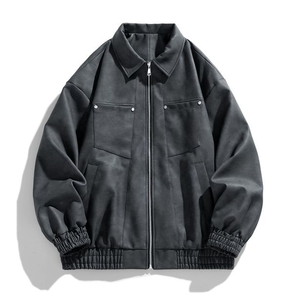 Men's Clothing Leather Jacket Spring And Autumn Men's Jacket Trendy Brand Motorcycle Clothing Windproof Handsome Slim Fit PU Leather Jacket Men_viptrois.com