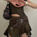American Leather Belt Retro Pentagram Pattern Buckle Belt Sweet Cool Spice Girl Versatile Clothing Waist Accessories_viptrois.com