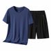 Men's Summer Sportswear Set Short Sleeve T-Shirt & Shorts Outfit Premium Breathable Casual Athletic Suit_viptrois.com