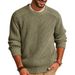 Men's Casual Knit Sweater – Soft Acrylic Round-Neck Pullover With Ribbed Hem (S-3XL, 4 Colors) | British-Inspired Loose Fit Long Sleeve Top_viptrois.com