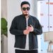 Men's Clothing Stand Collar Shirt Men's Long Sleeve Shirt Loose Large Size Men's Clothing Fat Men Plus Size Casual Tops_viptrois.com