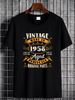 Vintage 65th Birthday Decorations Men Funny 1958 65 Birthday T-Shirt Funny Fashion Summer Soft Slightly Casual Stylish Versatile Unisex Stretched_viptrois.com