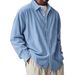 Men's Cross-border European Corduroy Shirt Loose Trend Long Sleeve Solid Color Lapel Simple Casual_viptrois.com