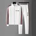 Men's Clothing Casual Stand Collar Zipper Sweatshirt Cardigan Jacket Two Piece Set_viptrois.com