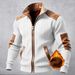 INS2025 Autumn Winter European And American Cross-Border New Men's Color Block Textured Fleece-Lined Zipper Casual_viptrois.com