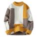 Men's Winter Teen Fashion Color Block Splicing Knitted Sweater Men's_viptrois.com