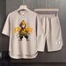 Men's Clothing 2024 Waffle Casual Summer Suit Men's Loose Teen Short sleeved T shirt Shorts Handsome Two piece Suit_viptrois.com