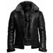 Men's Clothing Winter Faux Fur Jacket – Slim-Fit Mid-Length PU Leather Coat With Stand Collar, Zipper Front, Rock Style (Grey/Green/Brown/Black)_viptrois.com