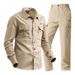 Men's Clothing Men's Military Style Workwear Set - Durable Long-Sleeve Shirt & Pants For Outdoor & Casual Wear (Army Green, Black, Gray, Khaki)_viptrois.com
