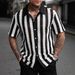 Men's Clothing New Summer Black And White Striped Short Sleeves Comfortable Casual_viptrois.com