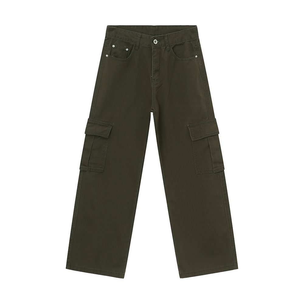Men's Clothing Cleanfit Basic Simple Solid Color Multi Pocket Straight Multi Color Jeans_viptrois.com