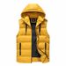 Men's Quilted Puffer Vest – Korean Streetwear Style, Thickened Polyester Fill With Hood & Zipper Pockets (L-5XL, Black/Red/Army Green)_viptrois.com