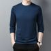 Men's Mulberry Silk Long Sleeve T-Shirt Round Neck Spring New Business Casual Versatile Top Solid Color Base Tee_viptrois.com