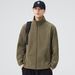 Men's Premium Stand Collar Zip-Up Jacket - Lightweight Casual Outerwear For Spring & Autumn - Slim Fit Polyester Coat In Dark Grey, Army Green_viptrois.com