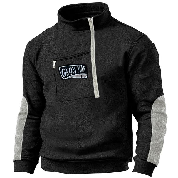 Men's Clothing Men's V Neck Buttoned Sweatshirt Fleece Warm Tactical Sweatshirt Pullover Training Men's Long Sleeved_viptrois.com