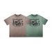 Street Style Plaid Print Reverse-dyed Distressed Frayed Edge Washed Men's T-shirt Trendy Brand T-shirt_viptrois.com