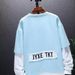 Hoodless Sweatshirt For Men In Spring And Autumn, Loose And Trendy Long Sleeved T-shirt, Base Coat, And Outerwear_viptrois.com