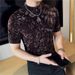 Wholesale Distribution Men's Short-sleeved T-shirt Pleated Golden Velvet Craft Slim-fitting Semi-turtleneck Short-sleeved T-shirt Korean Version_viptrois.com