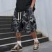 Men's Military Camo Shorts – Quick-Dry Polyester, Loose Fit Outdoor Workwear With Adjustable Drawstring (Bright Green/Gray/Dark Green/Black_viptrois.com