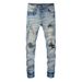 Men's Clothing Denim Capital American High Street Ripped Jeans Men's Small Straight Jeans Men's Light Blue Jeans Men_viptrois.com