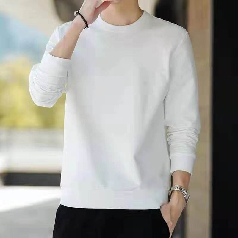 Men's Casual Velvet Pullover Sweater Round Neck Solid Color Loose Fit Spring Autumn Top Polyester Bottoming_viptrois.com