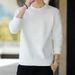 Men's Casual Velvet Pullover Sweater Round Neck Solid Color Loose Fit Spring Autumn Top Polyester Bottoming_viptrois.com