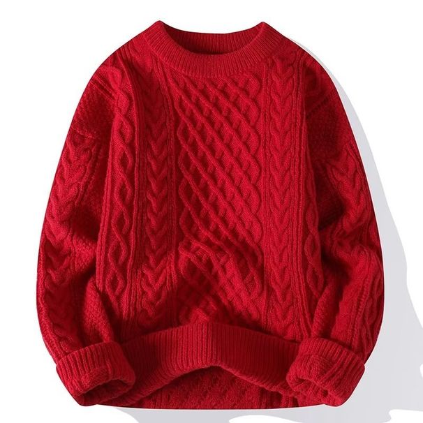 Men's Twist Sweater Casual European And American Light Ripe Knitted Sweater Men's Crew Neck Pullover_viptrois.com