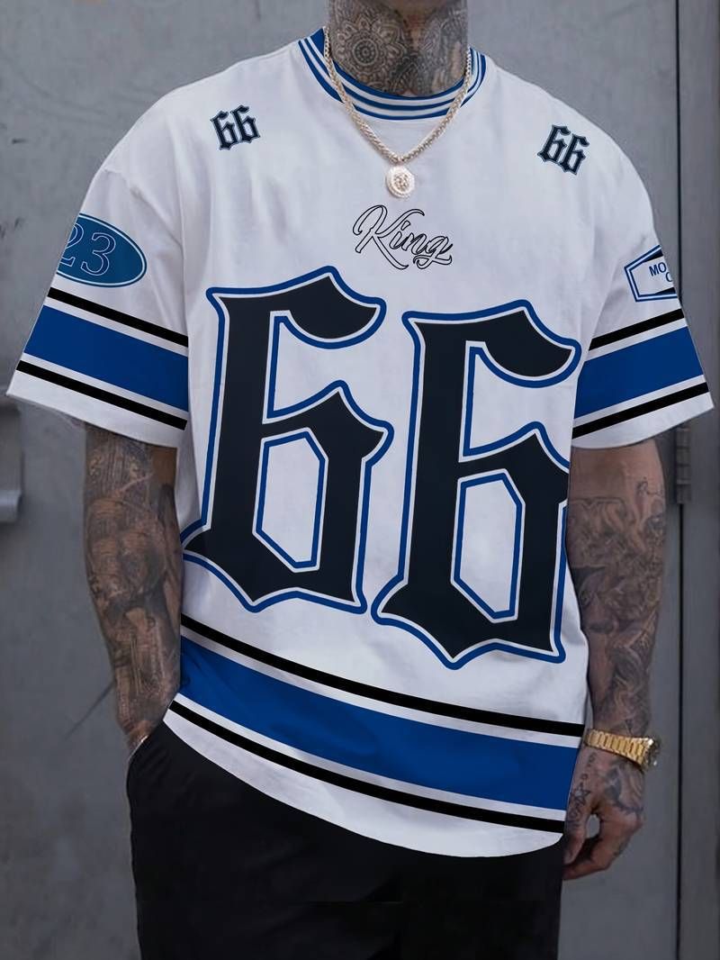 Men's Clothing 3D Digital Printing No. 66 Jersey T Shirt Casual Summer Round Neck Short Sleeve_viptrois.com