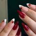 Wearable Nails 24 Pieces Almond Shaped Wine Red Christmas Style Five Pointed Star Ins Style False Nails Detachable Nail Art Nail Pieces_viptrois.com