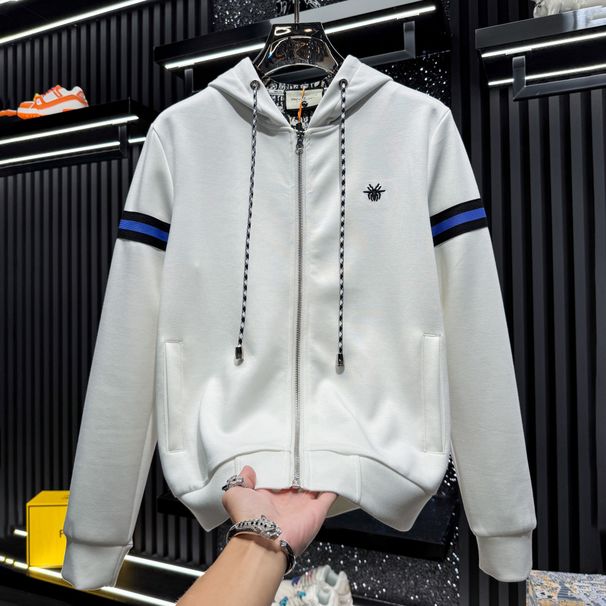 European Style Men's High-End Embroidered Hooded Cardigan Sweatshirt Jacket 2025 New Autumn Trendy Brand Sports Casual_viptrois.com