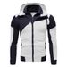 Men's Clothing Personalized Colorblock Double Zipper Hooded Cardigan Slim Sweater_viptrois.com